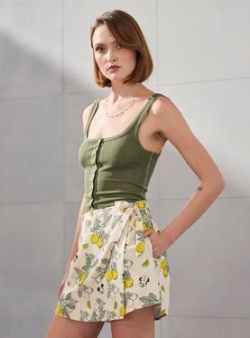 Disney Mickey & Minnie Lemons Allover Print Linen Skort, , hi-res